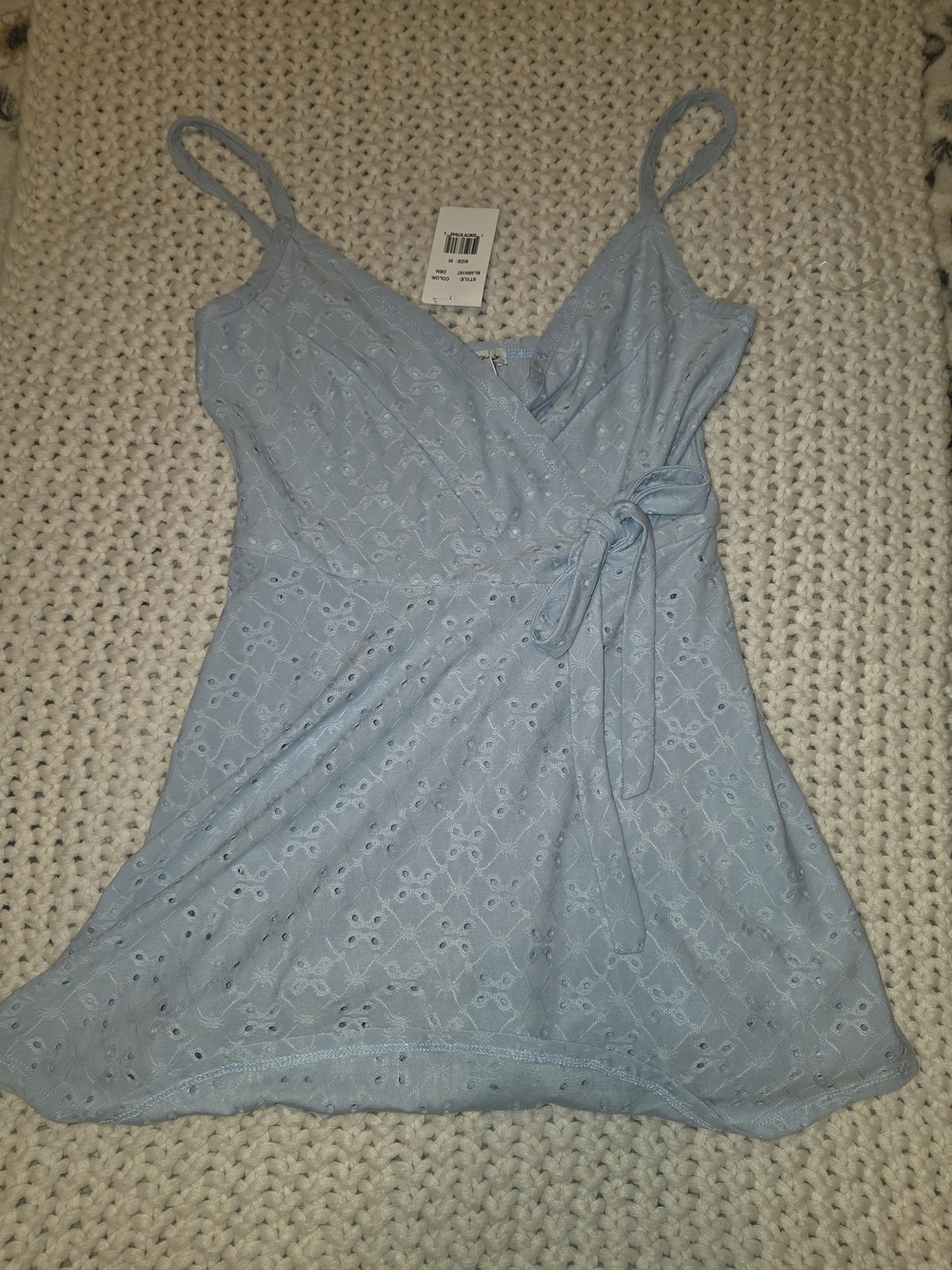 Light Blue Eyelet Romper - Women